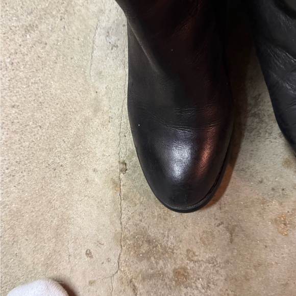 9 West Tall Black Leather Boots. Fuzzy Black Warm Lining! - Picture 5 of 8